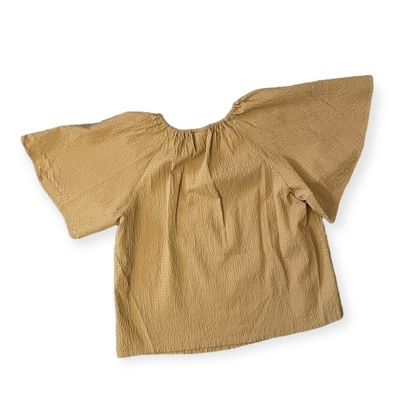 Mustard‎ Yellow Flutter Sleeve Blouse Small A new Day - Picture 2 of 6